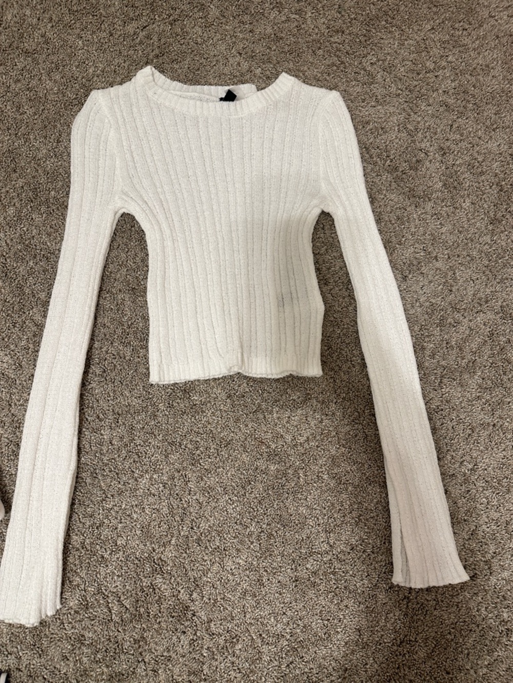 Women's Cream Ribbed Cropped Turtleneck Sweater